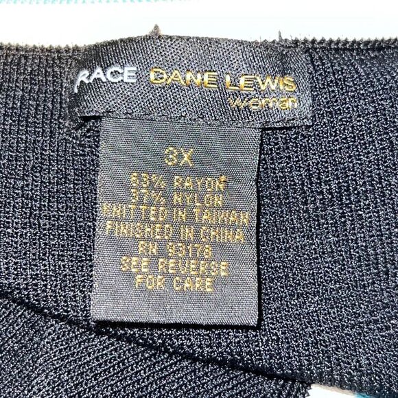 Grace Dane Lewis Sleeveless Stretch Sweater Tank Womens 3X Black Blue White Trim - Picture 5 of 6